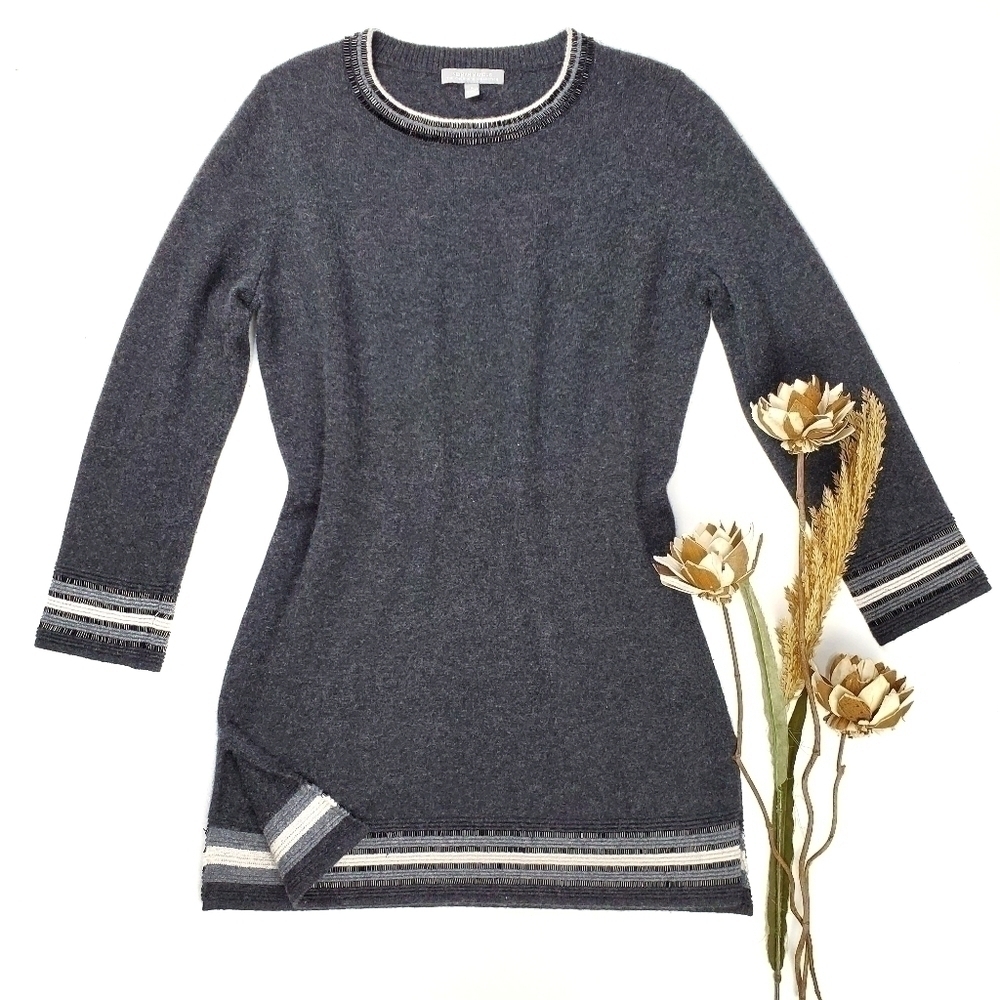 Neiman Marcus Cashmere Gray Beaded Cashmere Sweater Dress S - Picture 8 of 15